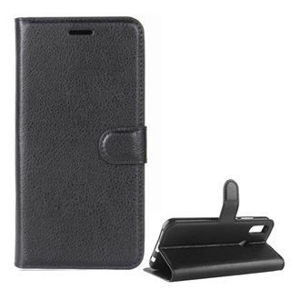 Huawei P20 Lite Gigapack tok álló, bőr hatású FLIP, prémium, FEKETE