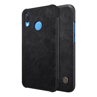 Huawei P20 Lite NILLKIN QIN tok álló, bőr hatású FLIP, kártyazseb, FEKETE