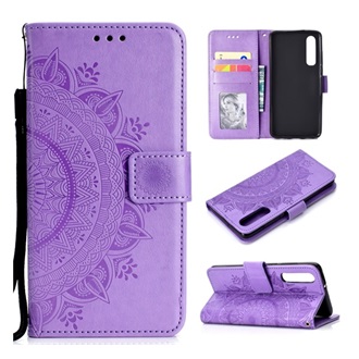 Huawei P30 Gigapack Tok álló, bőr hatású FLIP, mandala, LILA