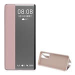 Huawei P40 Gigapack tok álló, bőr hatású FLIP, ablakos, RÓZSASZÍN