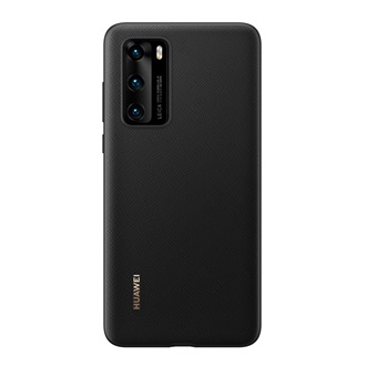 Huawei P40 HUAWEI műanyag telefonvédő bőr hatású hátlap FEKETE