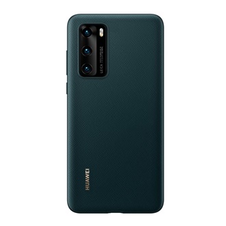 Huawei P40 HUAWEI műanyag telefonvédő bőr hatású hátlap SÖTÉTZÖLD