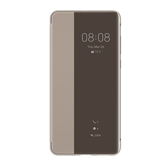 Huawei P40 HUAWEI tok álló, bőr hatású aktív FLIP, Smart View Cover, BARNA