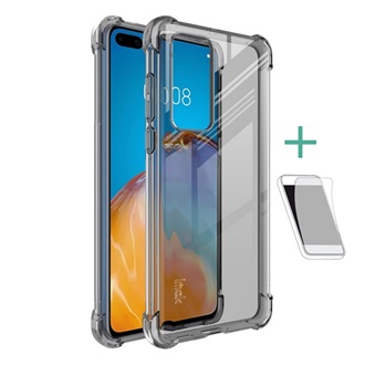 Huawei P40 IMAK szilikon telefonvédő ütésállóság, légpárnás sarok + képernyővédő fólia, FÜSTSZÍNŰ