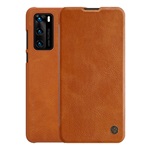 Huawei P40 NILLKIN QIN tok álló, bőr hatású FLIP, kártyazseb, BARNA