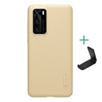 Huawei P40 NILLKIN SUPER FROSTED műanyag telefonvédő gumírozott, érdes felület + asztali tartó, ARANY