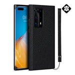 Huawei P40 Pro 5G Gigapack Szilikon telefonvédő valódi bőr bevonat FEKETE