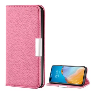 Huawei P40 Pro 5G Gigapack tok álló, bőr hatású FLIP, prémium, RÓZSASZÍN