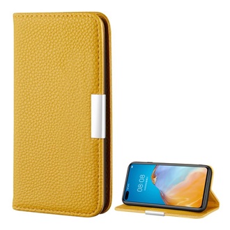 Huawei P40 Pro 5G Gigapack tok álló, bőr hatású FLIP, prémium, SÁRGA