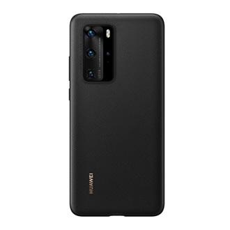 Huawei P40 Pro 5G HUAWEI műanyag telefonvédő bőr hatású hátlap FEKETE