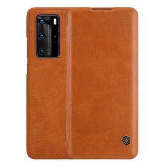 Huawei P40 Pro 5G NILLKIN QIN tok álló, bőr hatású FLIP, kártyazseb, BARNA