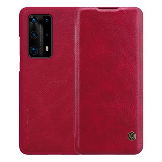 Huawei P40 Pro+ 5G NILLKIN QIN tok álló, bőr hatású FLIP, kártyazseb, PIROS