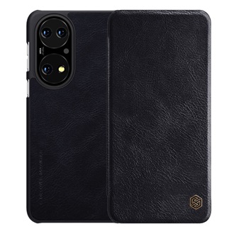 Huawei P50 NILLKIN QIN tok álló, bőr hatású FLIP, kártyazseb, FEKETE