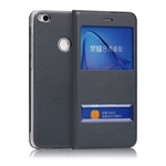 Huawei P8 Lite Gigapack Tok álló, bőr hatású FLIP, ablakos, SÖTÉTSZÜRKE