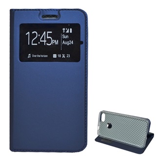 Huawei P9 Lite Mini Gigapack tok álló, bőr hatású FLIP, ablakos, SÖTÉTKÉK