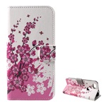 Huawei P9 Lite Mini Gigapack tok álló, bőr hatású FLIP, virág, FEHÉR