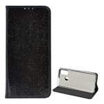 Huawei P Smart (2020) Gigapack tok álló, bőr hatású FLIP, csillogó, FEKETE