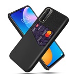 Huawei P Smart (2021) Gigapack műanyag telefonvédő ütésállóság, bőr hatású hátlap, FEKETE