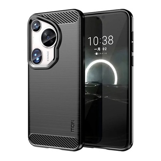 Huawei Pura 70 Ultra 5G MOFI szilikon telefonvédő ütésállóság, karbon minta, FEKETE