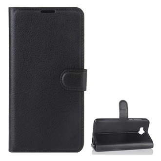 Huawei Y6 (2017) Gigapack Tok álló, bőr hatású FLIP, prémium, FEKETE