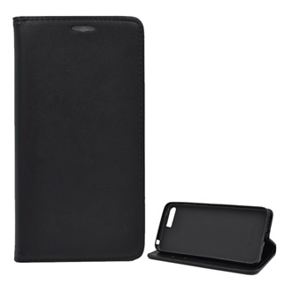 Huawei Y6 (2018) Gigapack tok álló, bőr hatású FLIP, asztali tartó, FEKETE