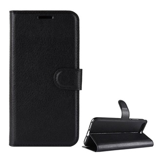 Huawei Y6 (2018) Gigapack tok álló, bőr hatású FLIP, prémium, FEKETE