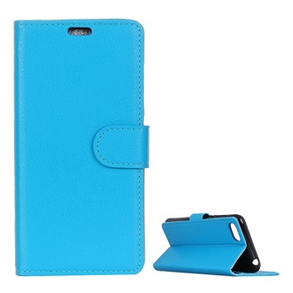 Huawei Y6 (2018) Gigapack tok álló, bőr hatású FLIP, prémium, VILÁGOSKÉK