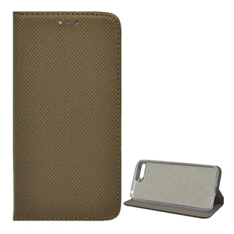 Huawei Y6 (2018) Gigapack tok álló, bőr hatású FLIP, rombusz, ARANYBARNA