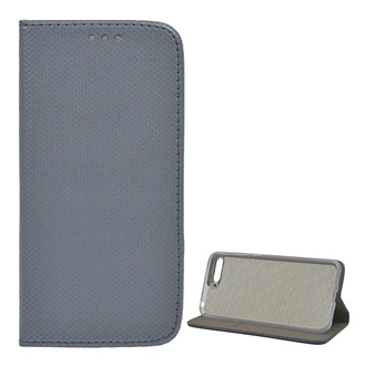 Huawei Y6 (2018) Gigapack tok álló, bőr hatású FLIP, rombusz, SZÜRKE