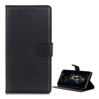 Huawei Y6 2019 Gigapack tok álló, bőr hatású FLIP, prémium, FEKETE