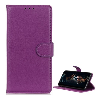 Huawei Y6 2019 Gigapack tok álló, bőr hatású FLIP, prémium, LILA