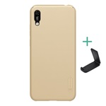 Huawei Y6 2019 NILLKIN SUPER FROSTED műanyag telefonvédő gumírozott, érdes felület + asztali tartó, ARANY