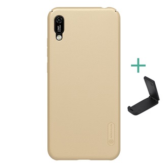 Huawei Y6 2019 NILLKIN SUPER FROSTED műanyag telefonvédő gumírozott, érdes felület + asztali tartó, ARANY