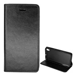 Huawei Y6 II Gigapack tok álló, bőr hatású FLIP, asztali tartó, FEKETE