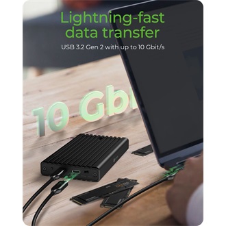 Raidsonic 2xPCIe NVMe M.2 2280 USB-A 3.2 Gen2×1 USB-C 3.2 Gen2×2 külső ház fekete