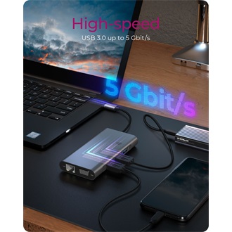 Raidsonic 10-in-1 10-port 100W USB-C dokkoló ezüst