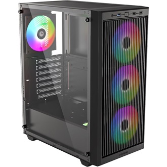ID-Cooling Ware 310 ARGB táp nélküli ablakos Mid Tower számítógépház fekete