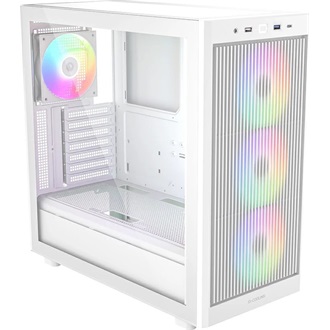 ID-Cooling Ware 510 ARGB WH táp nélküli ablakos Mid Tower számítógépház fehér