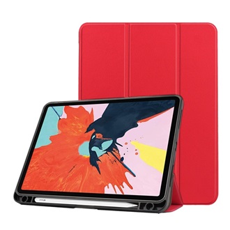 IPAD 10.2 (2019) Gigapack Tok álló, bőr hatású aktív FLIP, ceruza tartó, PIROS