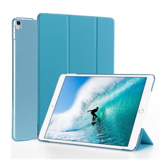 IPAD 10.2 (2021) GIGAPACK Tok álló, bőr hatású aktív FLIP, asztali tartó, VILÁGOSKÉK