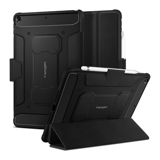 IPAD 10.2 (2021) SPIGEN RUGGED ARMOR szilikon telefonvédő ütésállóság, karbon minta, FEKETE