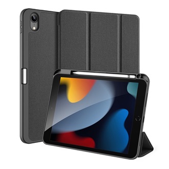 IPAD 10.9 (2022) DUX DUCIS DOMO tok álló, bőr hatású aktív, textil minta, FEKETE