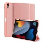 IPAD 10.9 (2022) DUX DUCIS DOMO tok álló, bőr hatású aktív, textil minta, RÓZSASZÍN