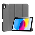 IPAD 10.9 (2022) Gigapack Tok álló, bőr hatású aktív FLIP, ceruza tartó, SÖTÉTSZÜRKE