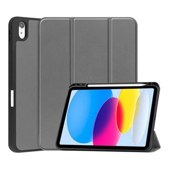 IPAD 10.9 (2022) Gigapack Tok álló, bőr hatású aktív FLIP, ceruza tartó, SÖTÉTSZÜRKE