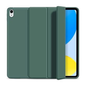 IPAD 10.9 (2022) Gigapack tok álló, bőr hatású aktív FLIP, asztali tartó, SÖTÉTZÖLD