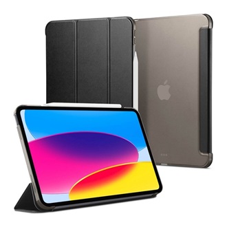 IPAD 10.9 (2022) SPIGEN SMART FOLD tok álló, bőr hatású aktív FLIP, asztali tartó, FEKETE