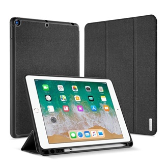 IPAD 9.7 (2018) / 9.7 (2017) DUX DUCIS DOMO tok álló, bőr hatású aktív FLIP, ceruza tartó, FEKETE
