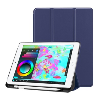 IPAD 9.7 (2018) Gigapack Tok álló, bőr hatású aktív FLIP, ceruza tartó, SÖTÉTKÉK
