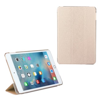 IPAD 9.7 (2018) Gigapack Tok álló, bőr hatású aktív FLIP, textil minta, ARANY